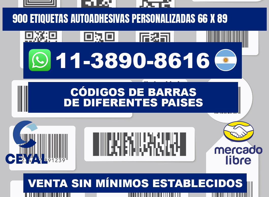 900 Etiquetas autoadhesivas personalizadas 66 x 89