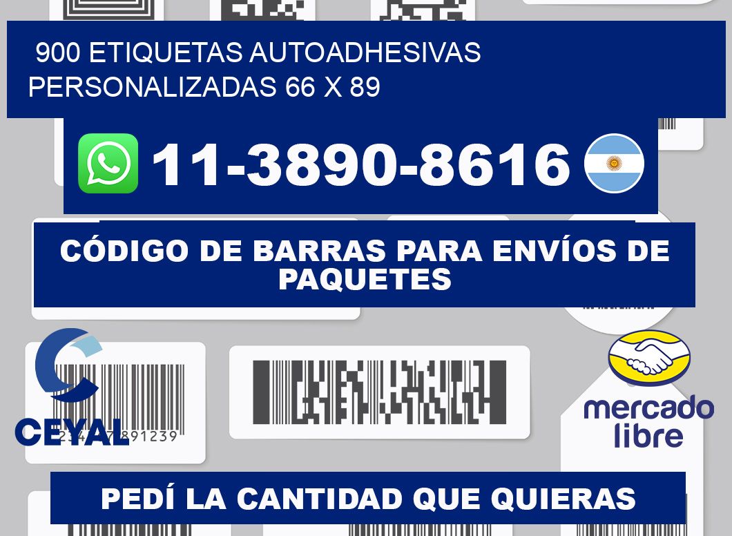 900 Etiquetas autoadhesivas personalizadas 66 x 89
