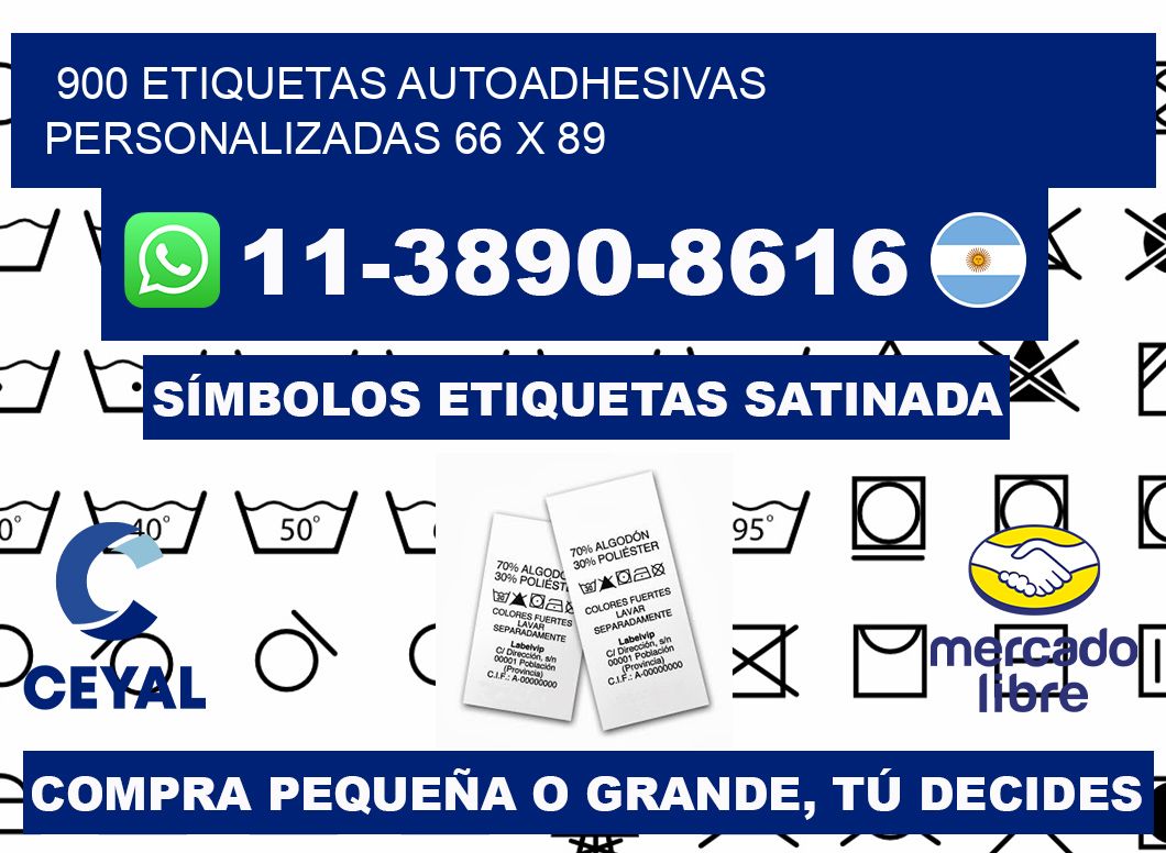 900 Etiquetas autoadhesivas personalizadas 66 x 89