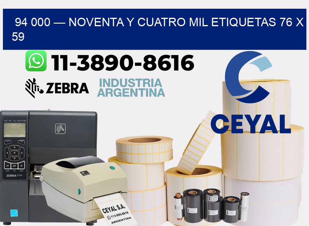 94 000 — noventa y cuatro mil etiquetas 76 x 59