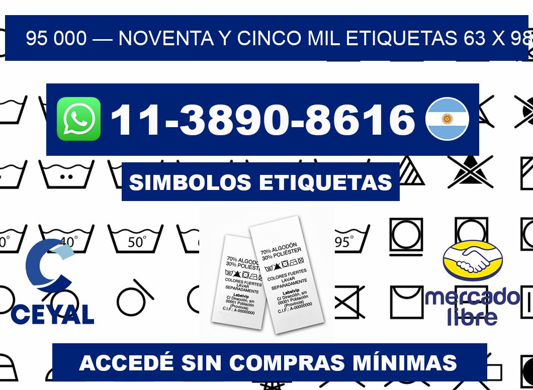 95 000 — noventa y cinco mil etiquetas 63 x 98