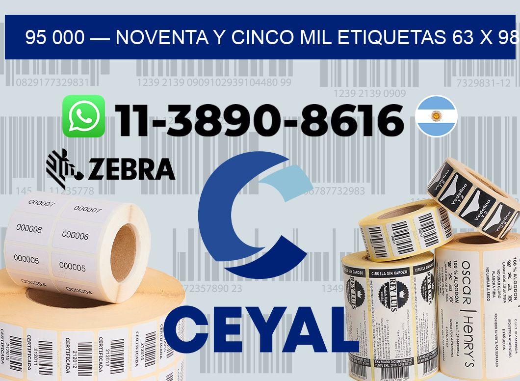 95 000 — noventa y cinco mil etiquetas 63 x 98
