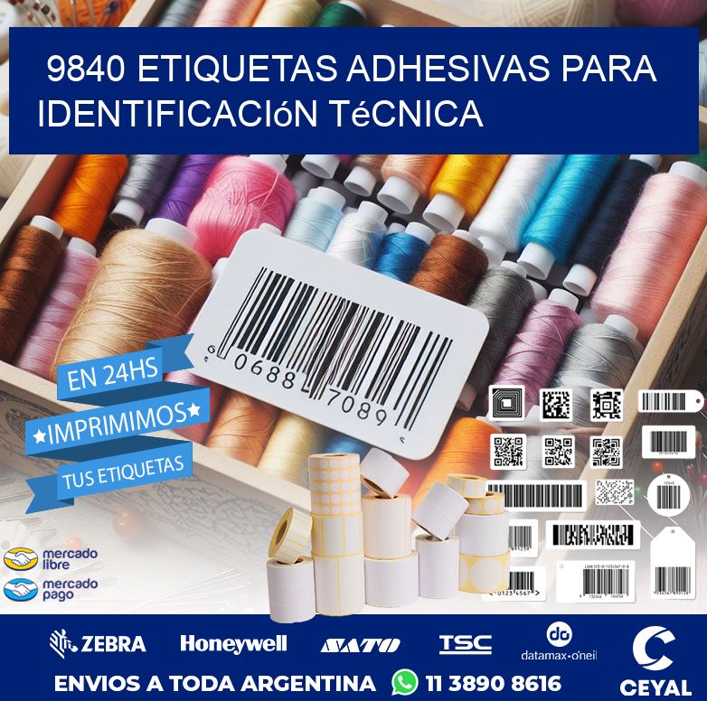 9840 Etiquetas adhesivas para identificación técnica