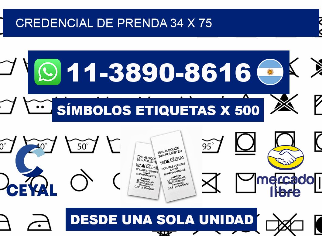 Credencial de prenda 34 x 75
