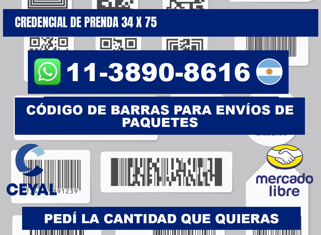 Credencial de prenda 34 x 75