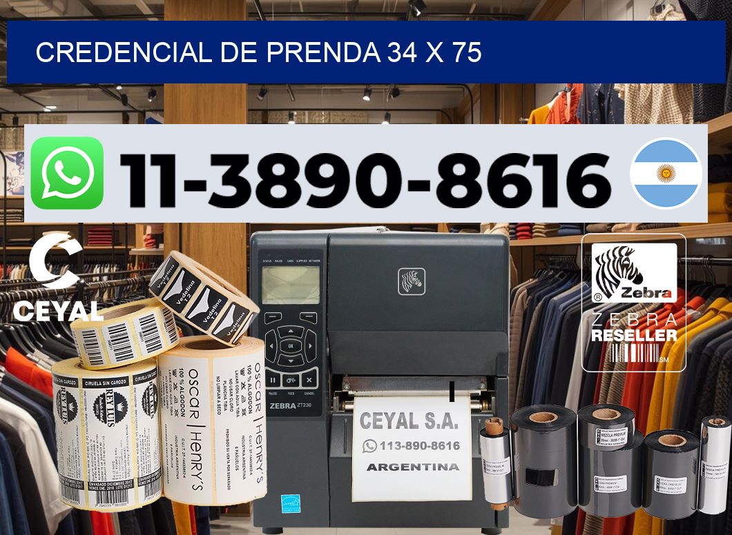 Credencial de prenda 34 x 75