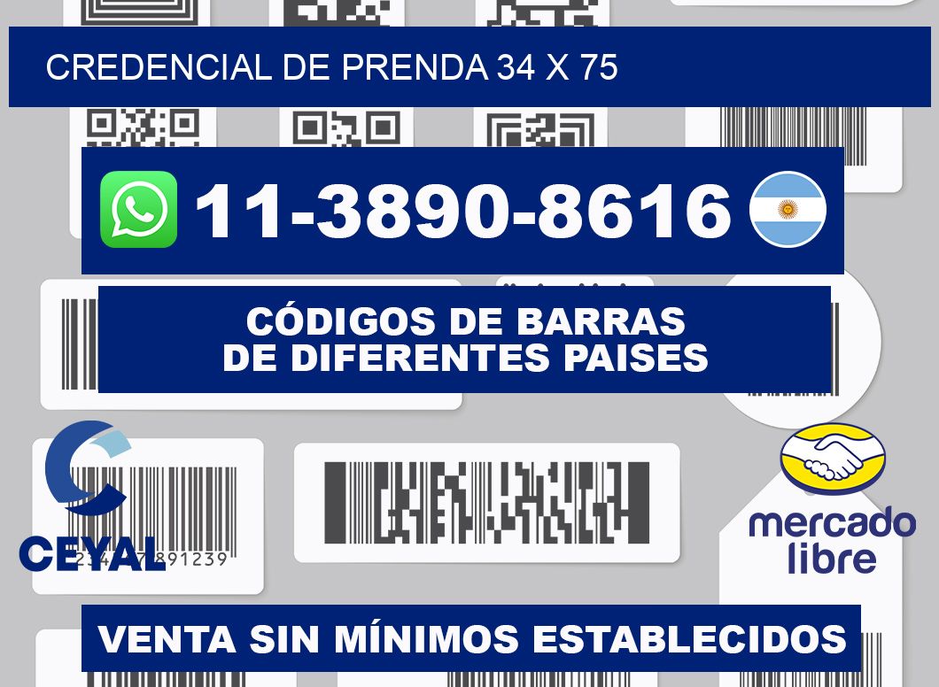 Credencial de prenda 34 x 75