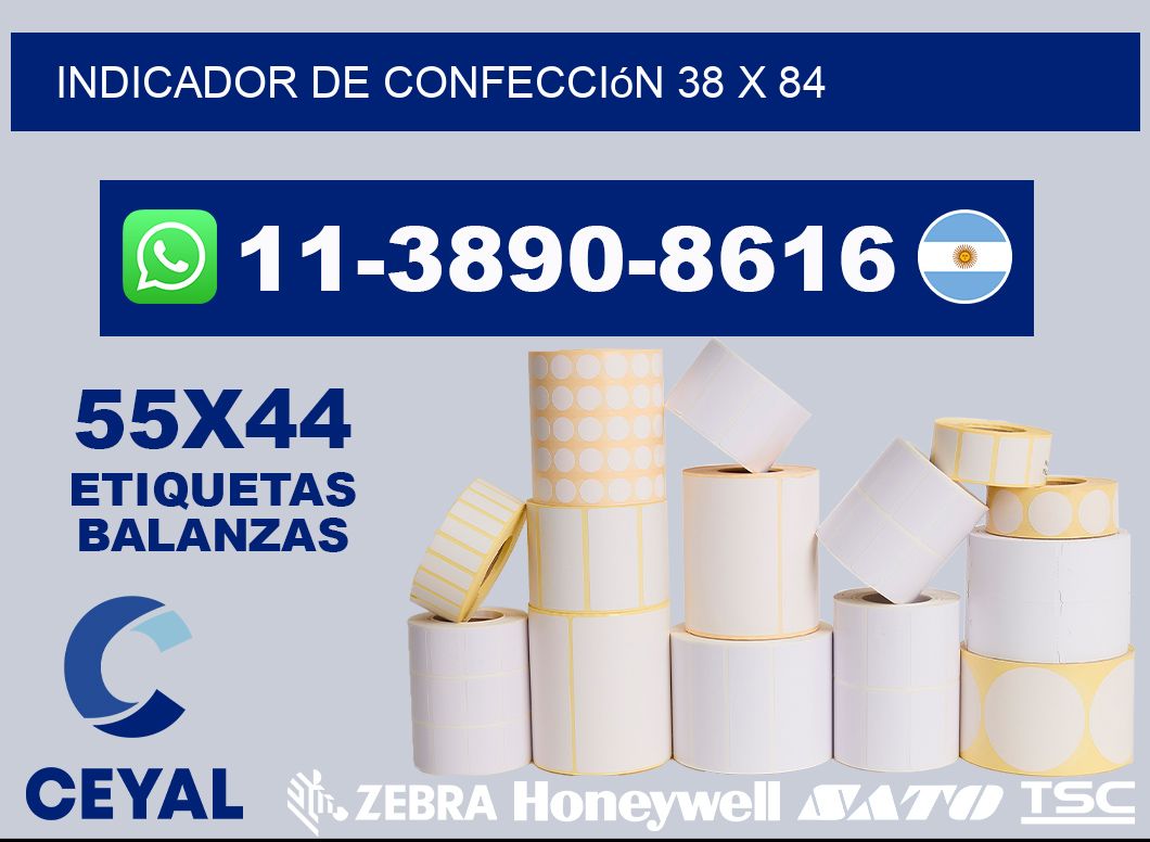 Indicador de confección 38 x 84