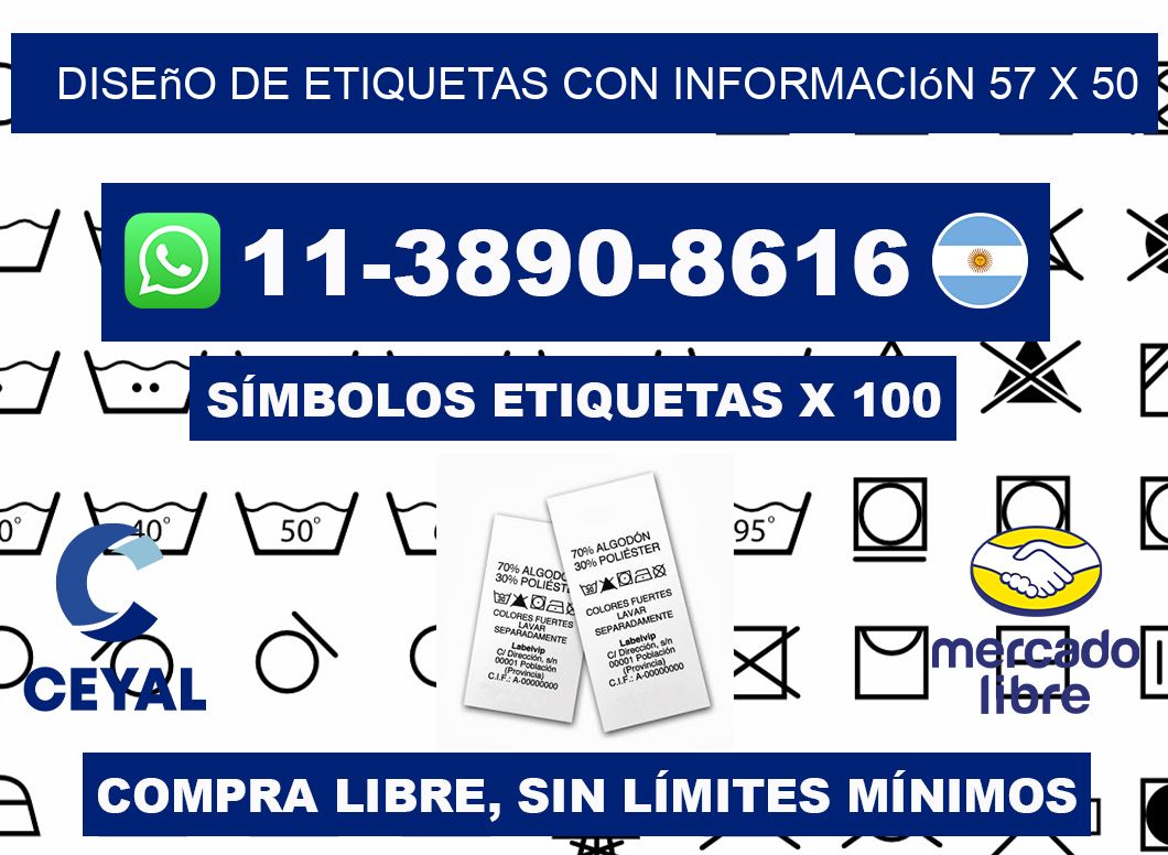 diseño de etiquetas con información 57 x 50