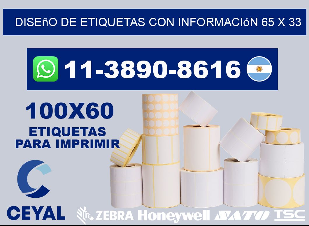 diseño de etiquetas con información 65 x 33