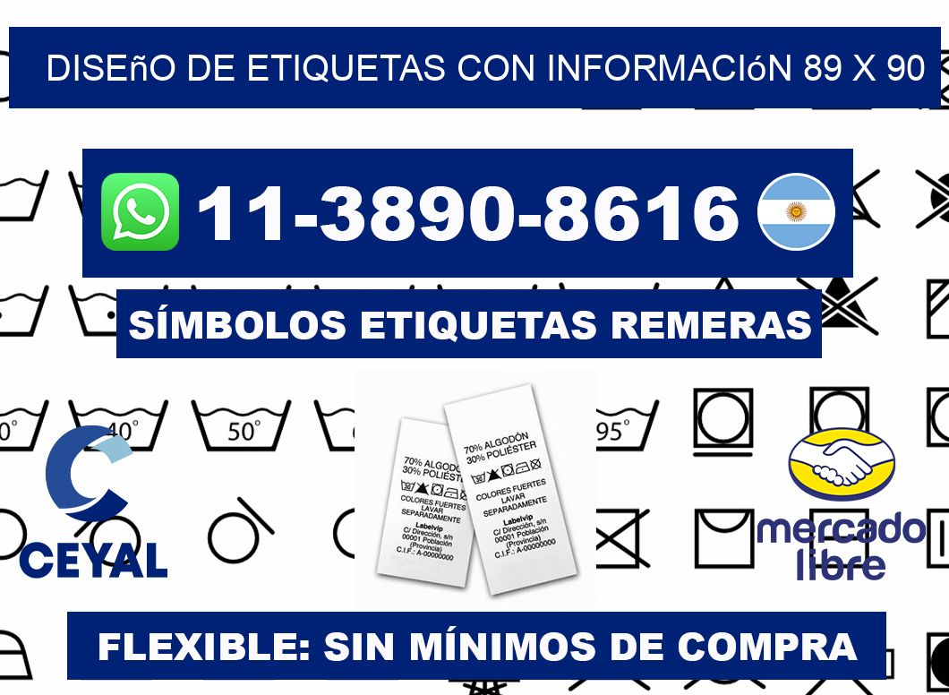 diseño de etiquetas con información 89 x 90