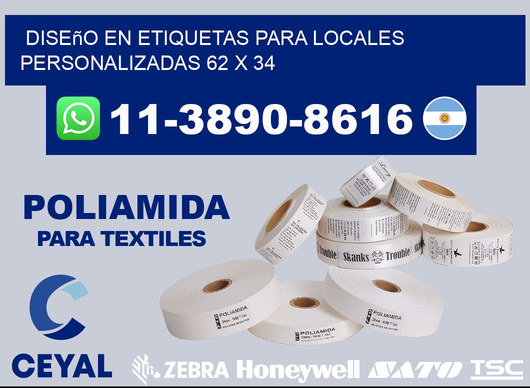 diseño en etiquetas para locales personalizadas 62 x 34
