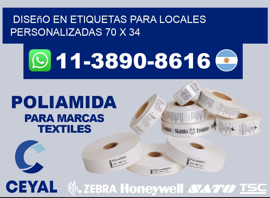 diseño en etiquetas para locales personalizadas 70 x 34