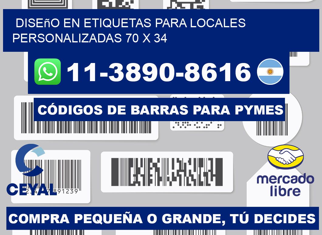diseño en etiquetas para locales personalizadas 70 x 34