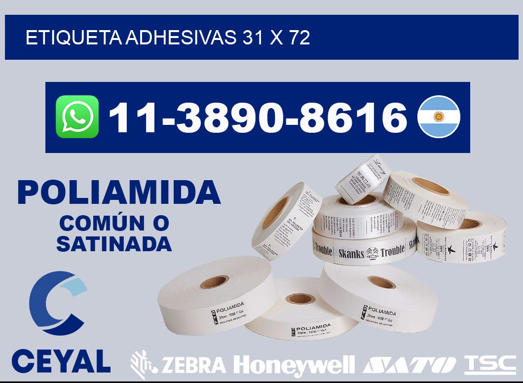 etiqueta adhesivas 31 x 72
