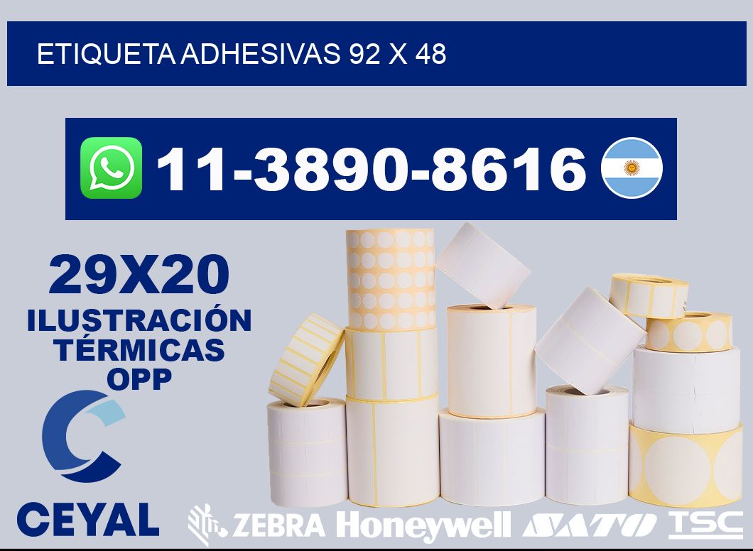 etiqueta adhesivas 92 x 48