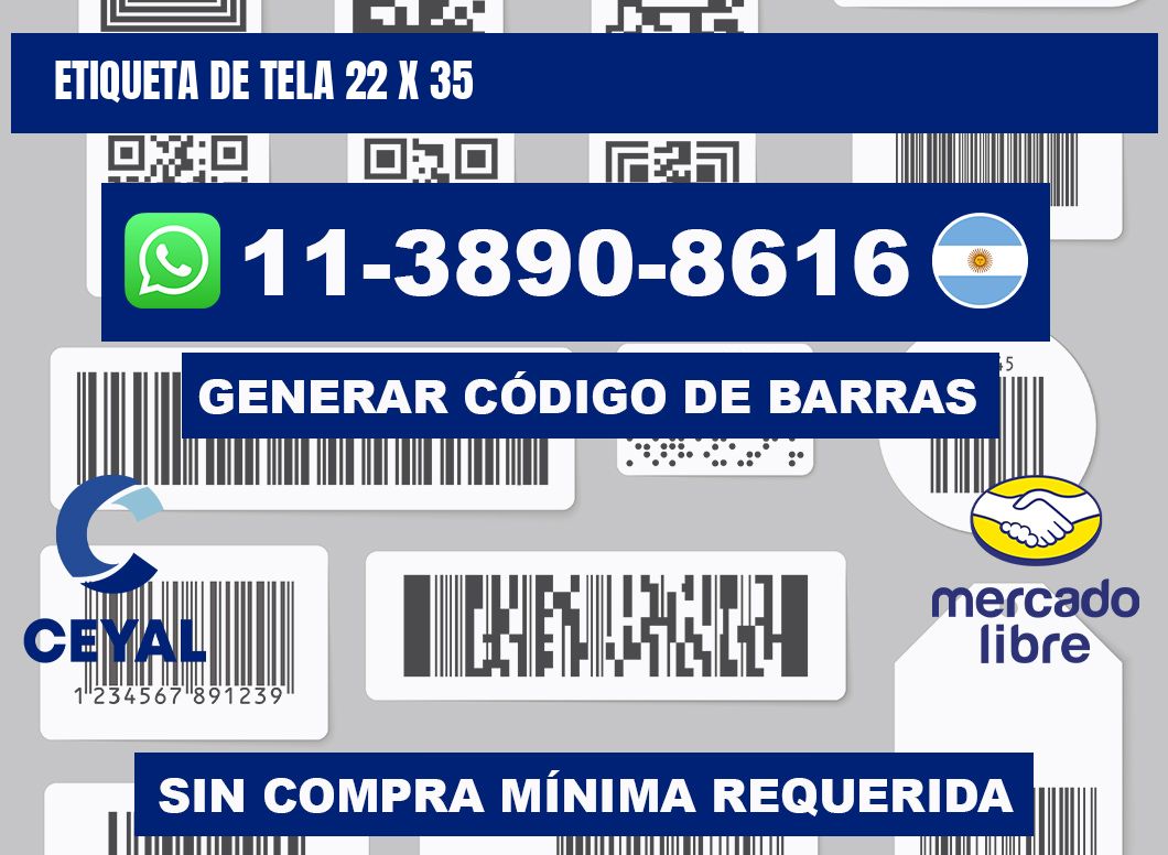 etiqueta de tela 22 x 35