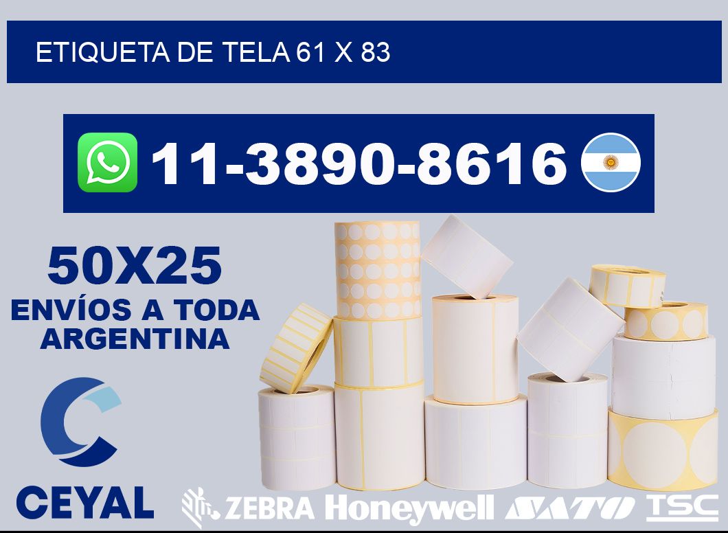 etiqueta de tela 61 x 83