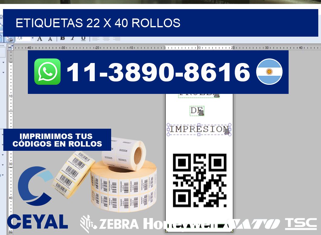 etiquetas 22 x 40 rollos