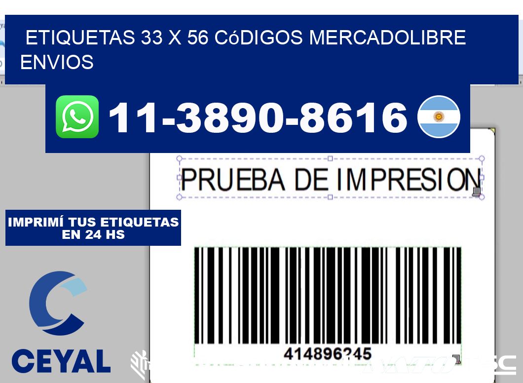 etiquetas 33 x 56 códigos mercadolibre envios