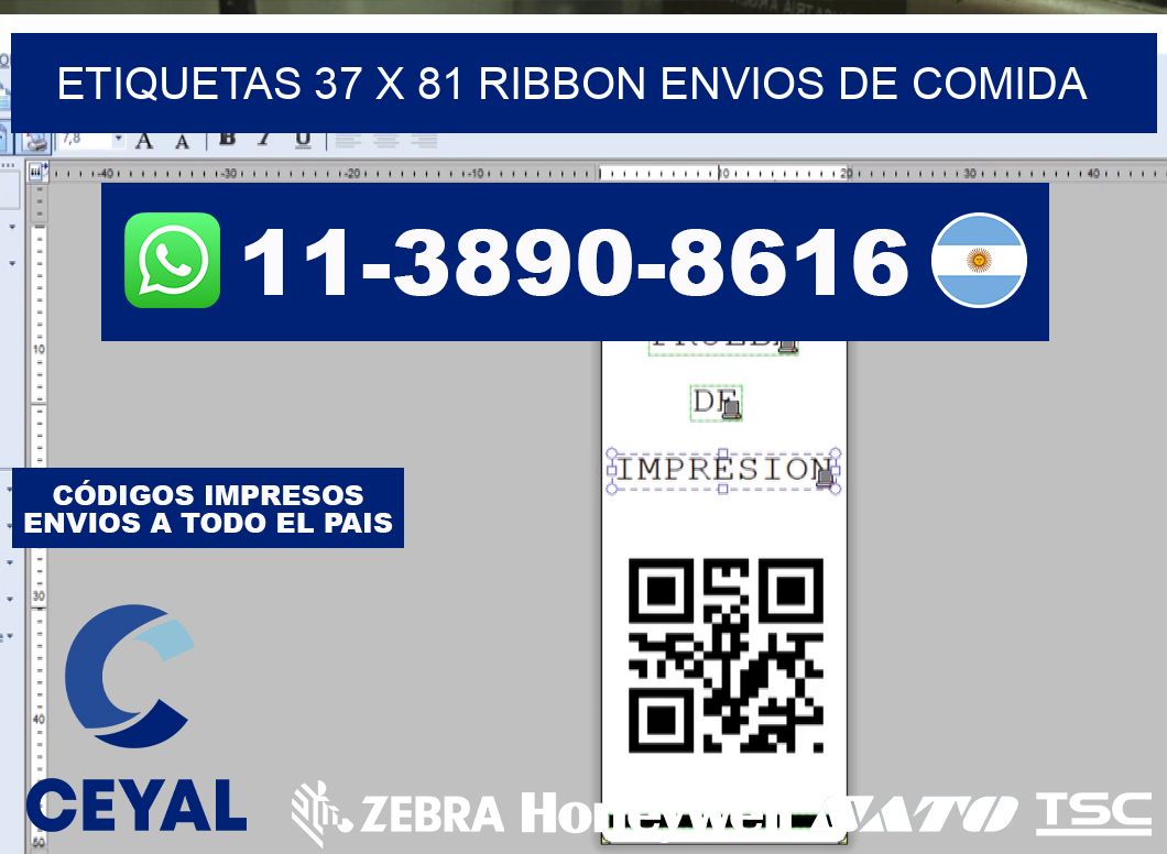 etiquetas 37 x 81 ribbon envios de comida