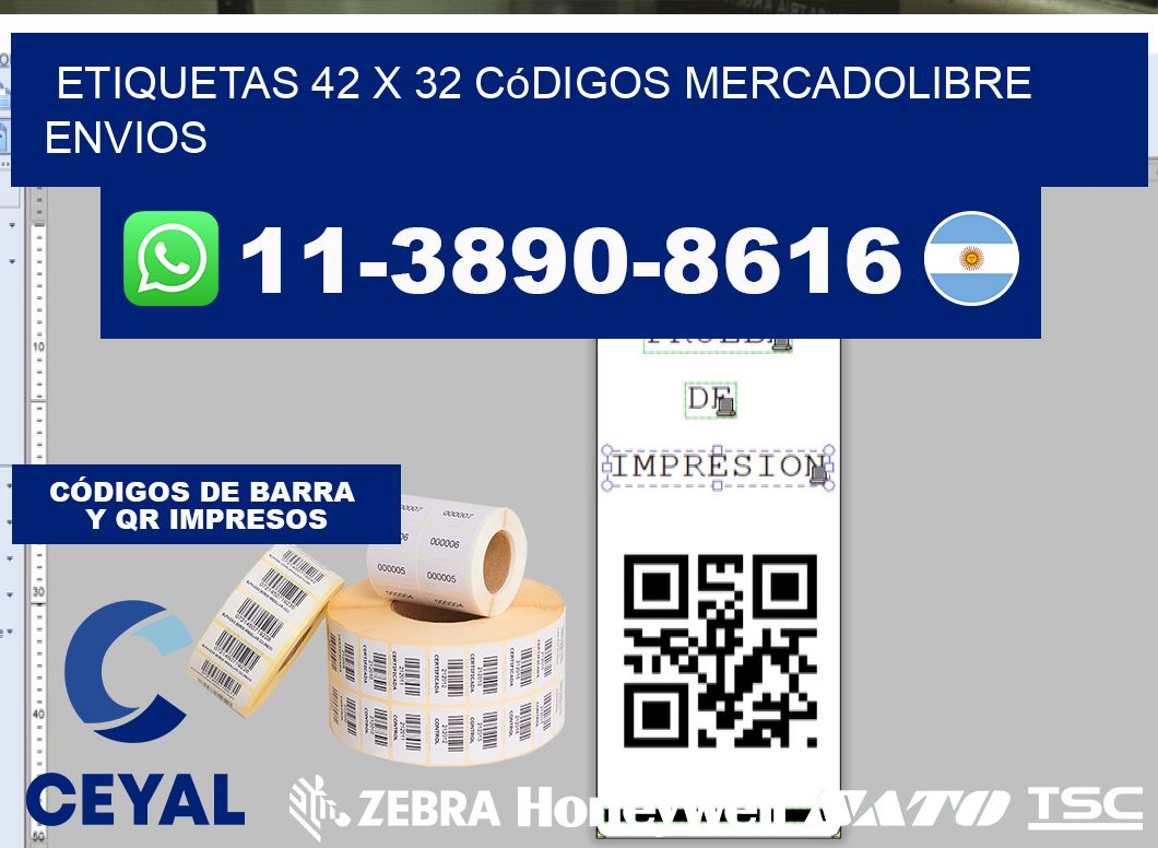 etiquetas 42 x 32 códigos mercadolibre envios