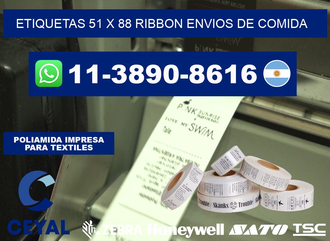 etiquetas 51 x 88 ribbon envios de comida