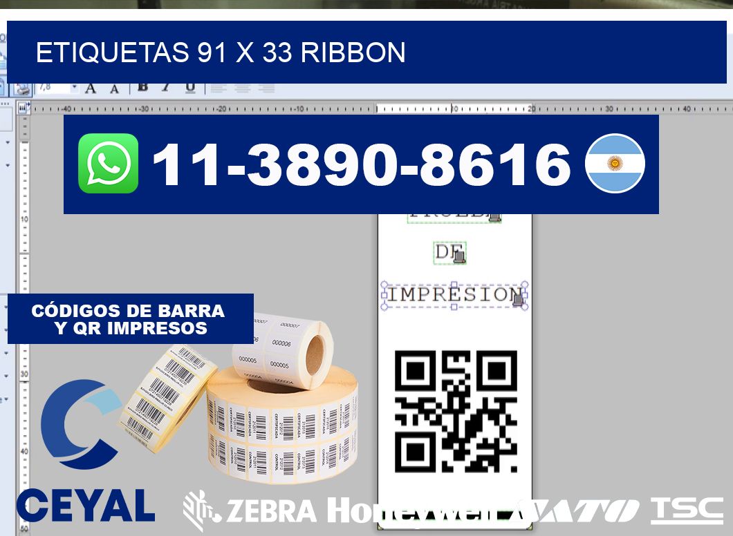 etiquetas 91 x 33 ribbon