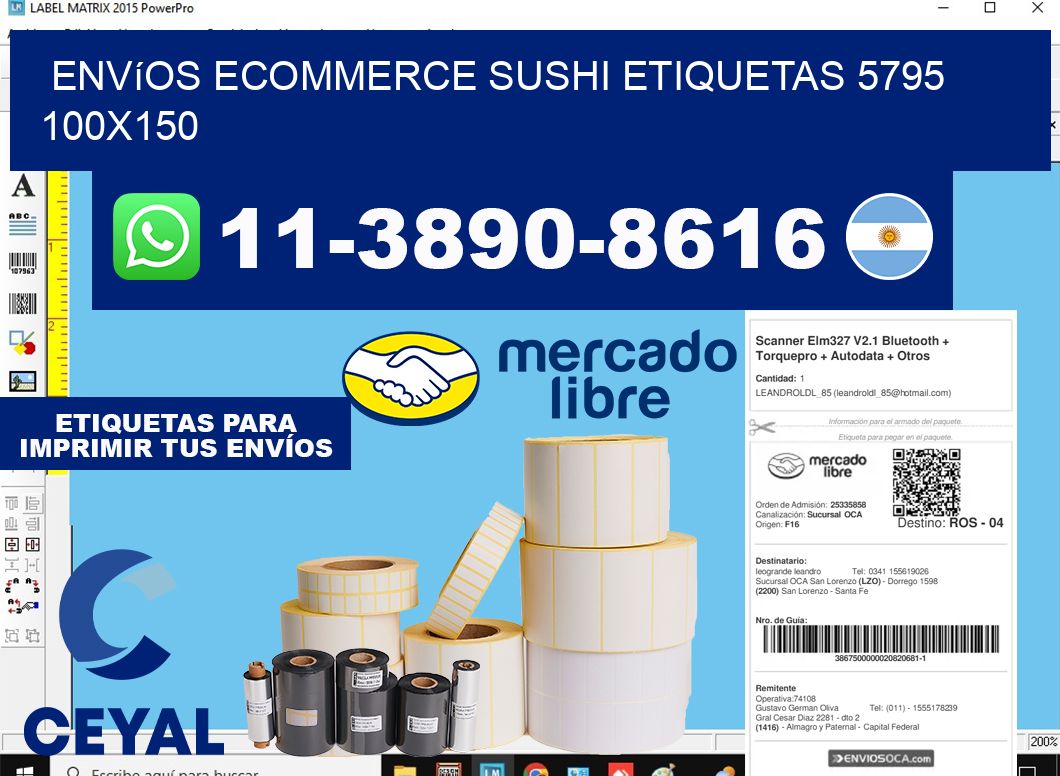 Envíos Ecommerce sushi etiquetas 5795 100x150