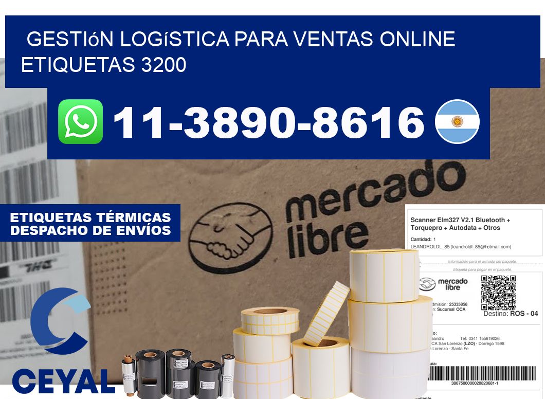 Gestión logística para ventas online  etiquetas 3200