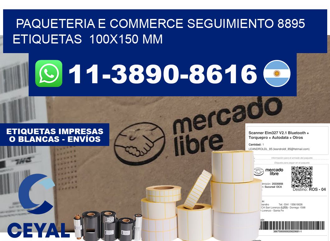 Paqueteria e commerce seguimiento 8895   etiquetas  100x150 mm