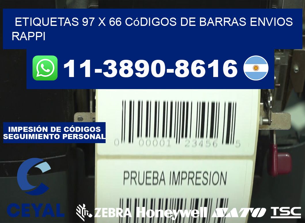 etiquetas 97 x 66 códigos de barras envios rappi