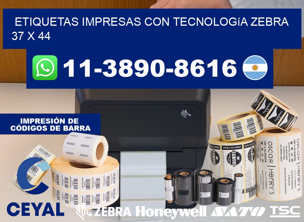 etiquetas impresas con tecnología Zebra 37 x 44