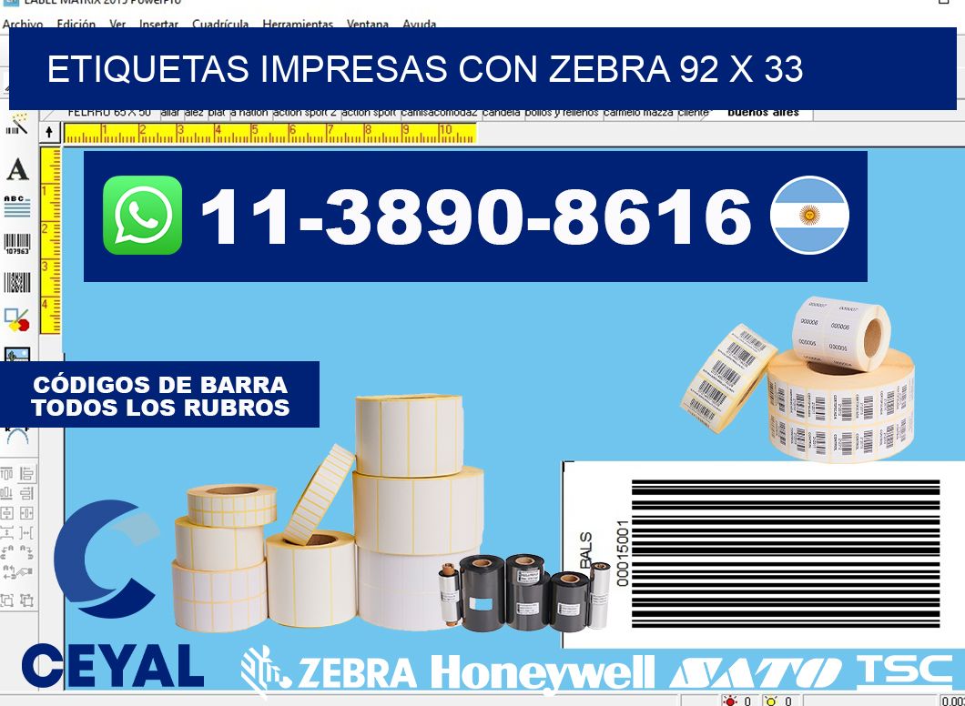 etiquetas impresas con zebra 92 x 33