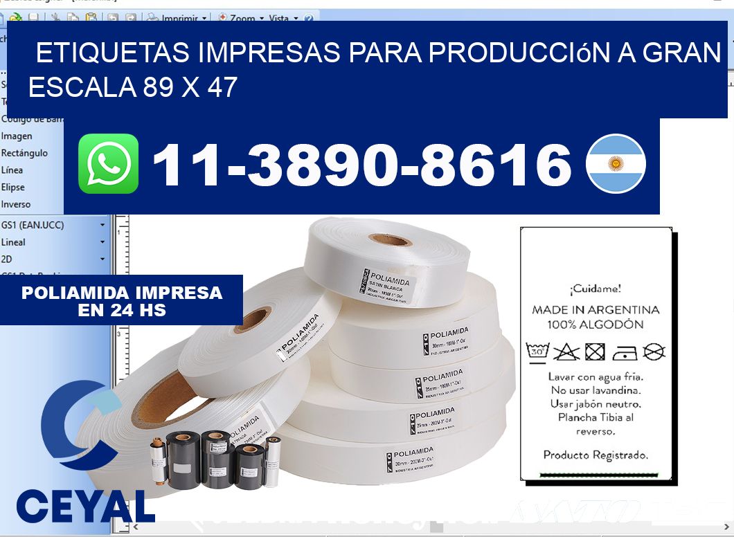 etiquetas impresas para producción a gran escala 89 x 47