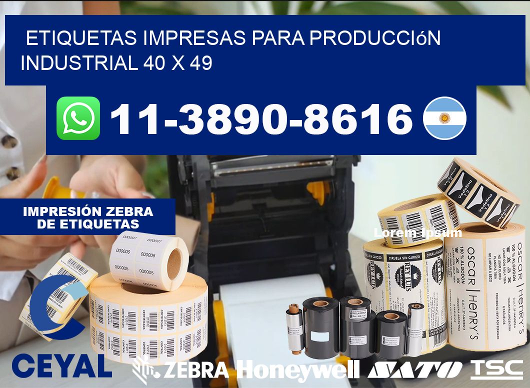 etiquetas impresas para producción industrial 40 x 49