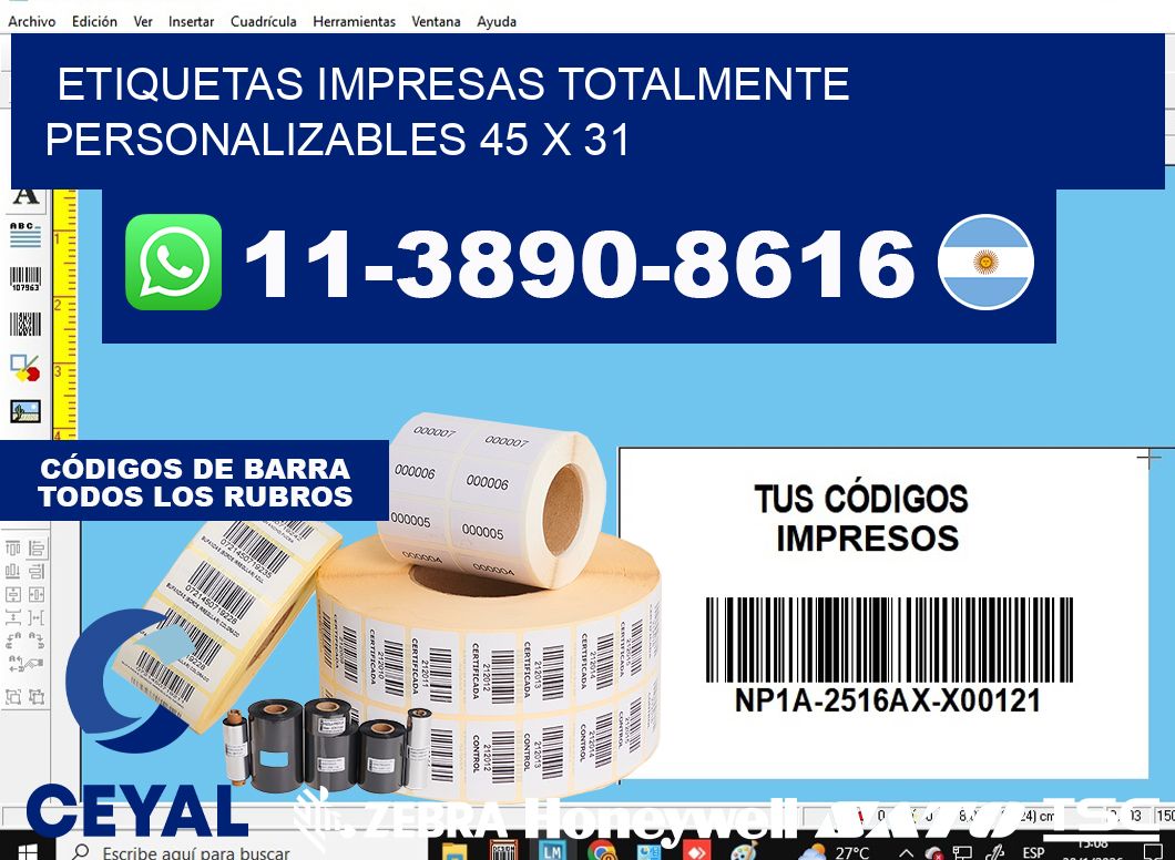 etiquetas impresas totalmente personalizables 45 x 31