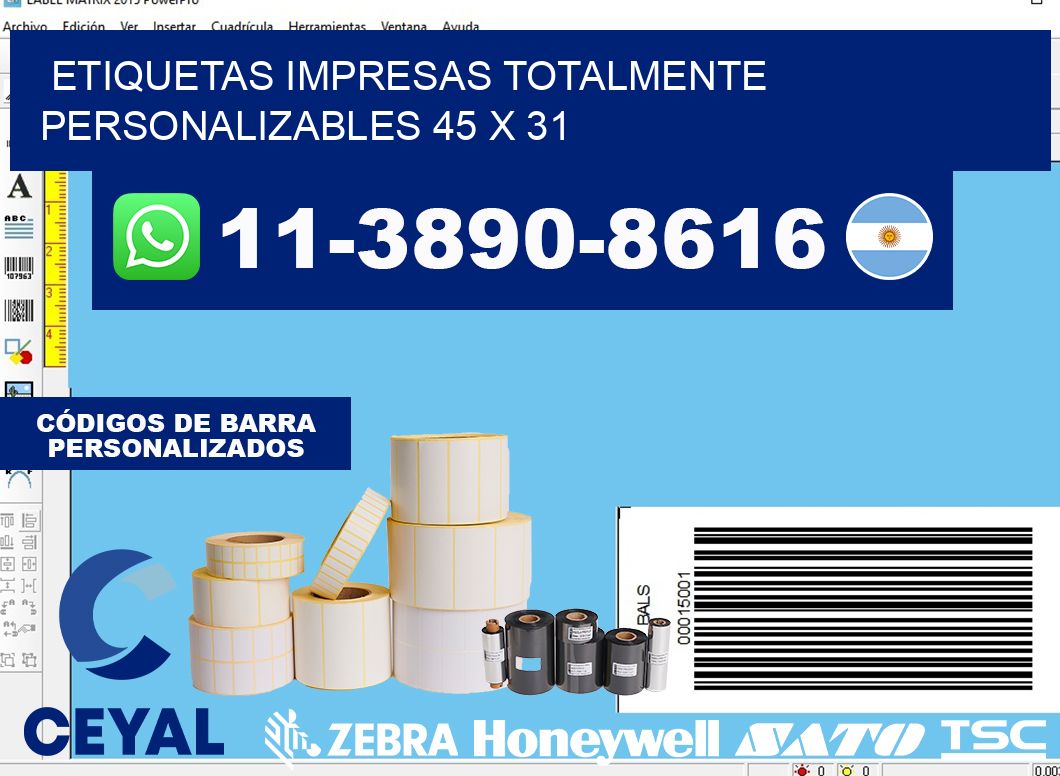etiquetas impresas totalmente personalizables 45 x 31