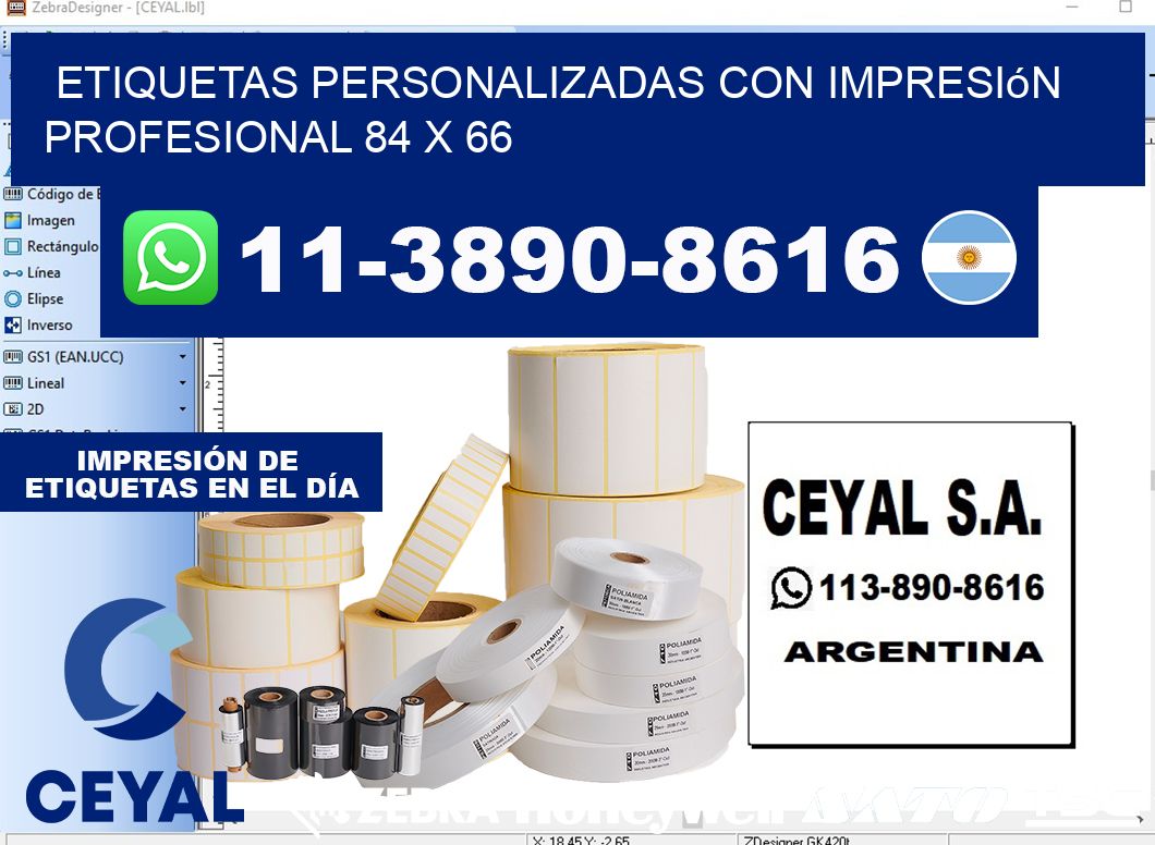 etiquetas personalizadas con impresión profesional 84 x 66
