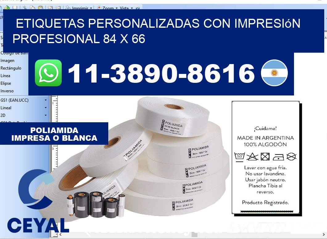 etiquetas personalizadas con impresión profesional 84 x 66