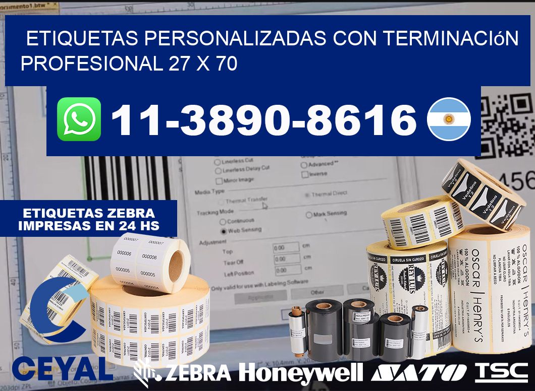 etiquetas personalizadas con terminación profesional 27 x 70