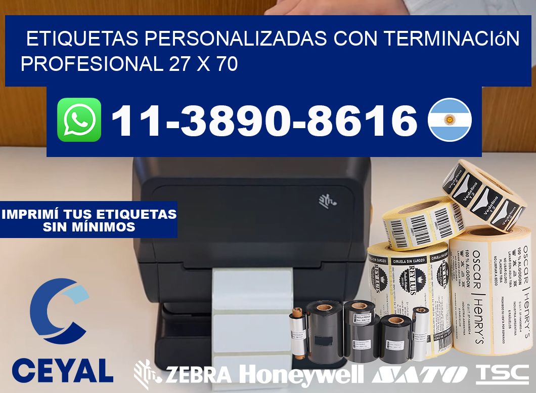 etiquetas personalizadas con terminación profesional 27 x 70