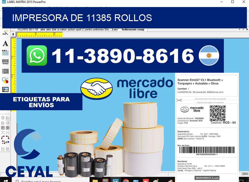 impresora de 11385 rollos