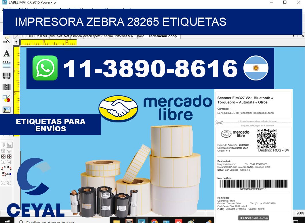 impresora zebra 28265 etiquetas