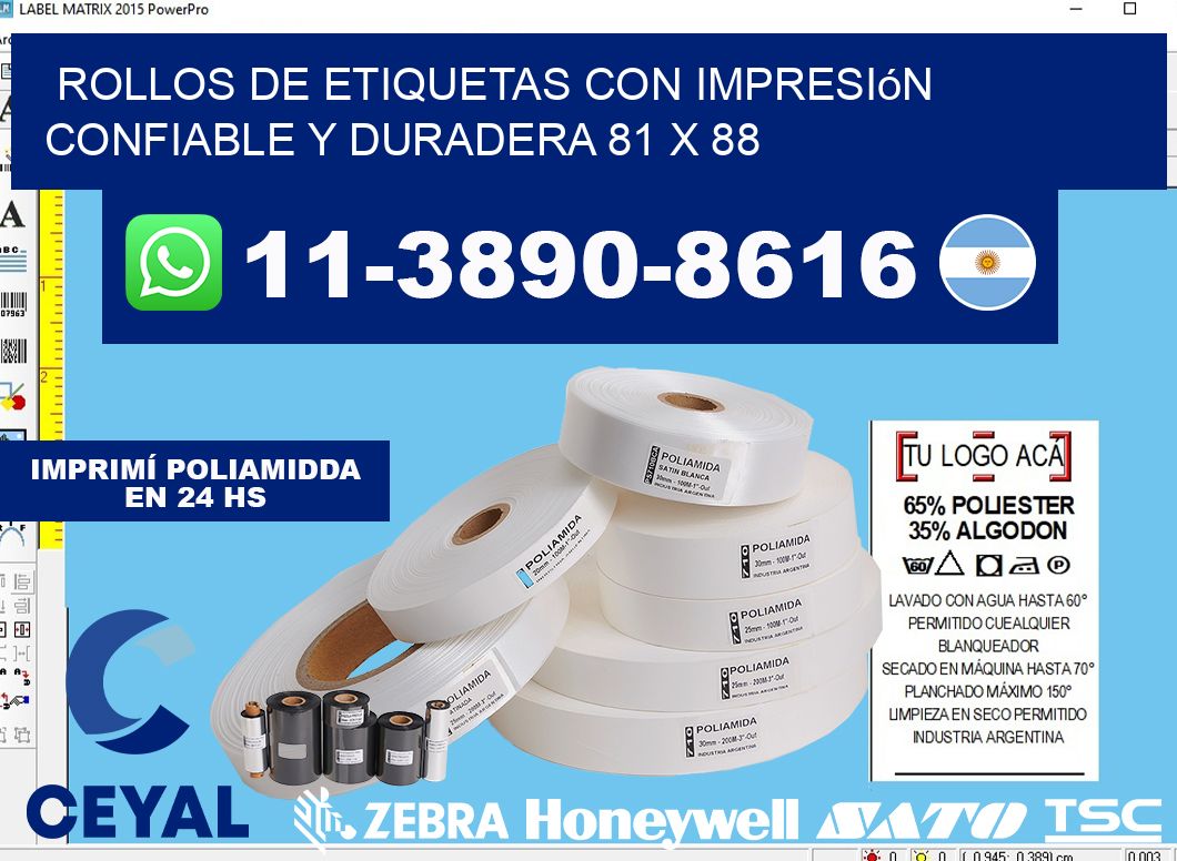 rollos de etiquetas con impresión confiable y duradera 81 x 88
