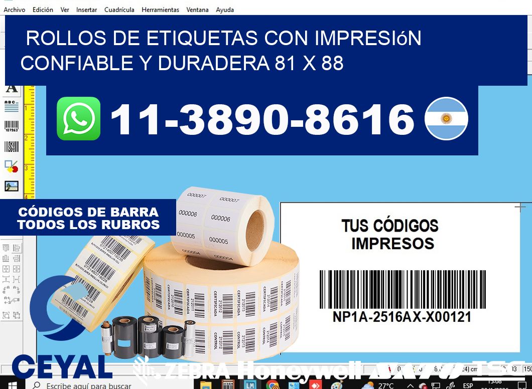rollos de etiquetas con impresión confiable y duradera 81 x 88