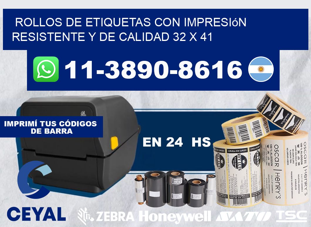 rollos de etiquetas con impresión resistente y de calidad 32 x 41