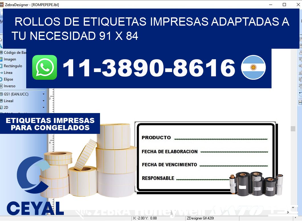 rollos de etiquetas impresas adaptadas a tu necesidad 91 x 84