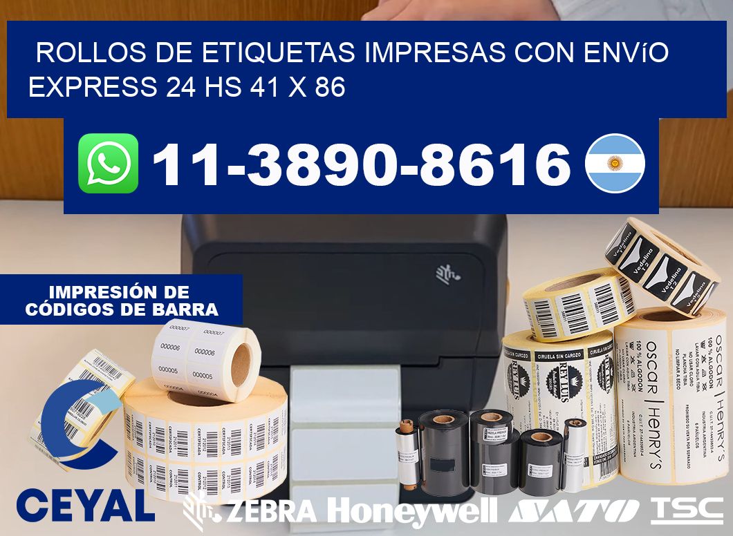 rollos de etiquetas impresas con envío express 24 hs 41 x 86