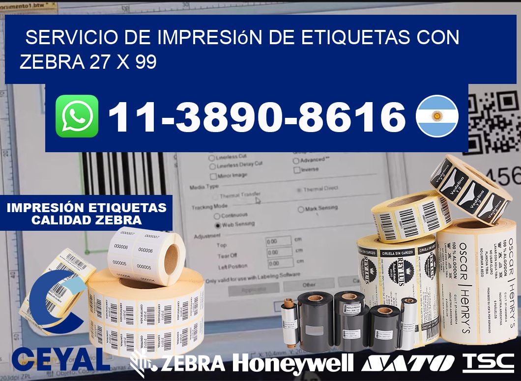 servicio de impresión de etiquetas con Zebra 27 x 99